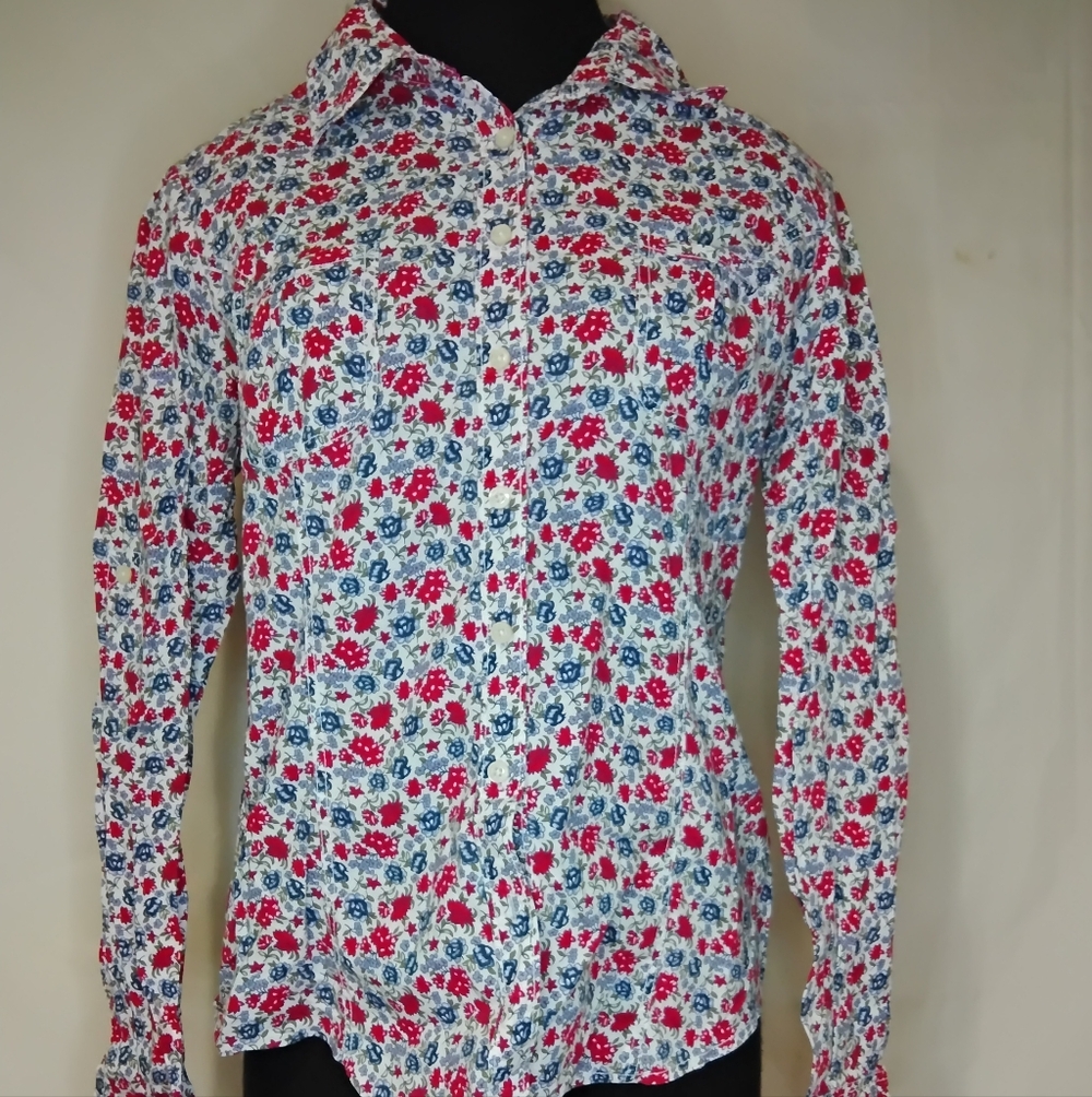 Tommy Hilfiger Red and Blue Floral Button Down Shirt